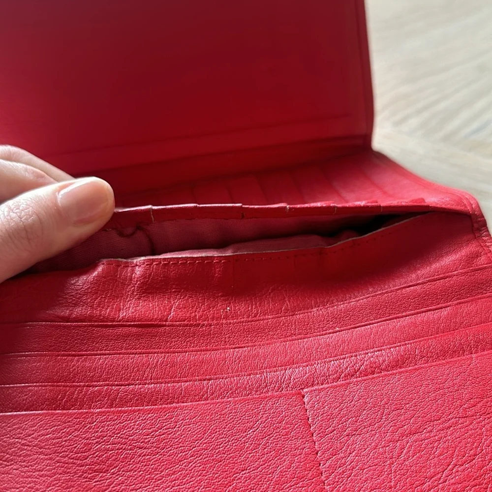 Vintage Mundi red Nappa cowhide leather wallet